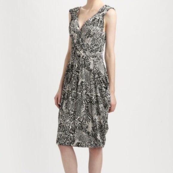 Marc by Marc Jacobs Muir Dress White Swan Multi Black White Rayon Women Small - Picture 1 of 13